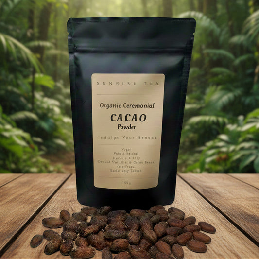 SUNRISE TEA BRANDED ORGANIC CEREMONIAL CACAO POWDER