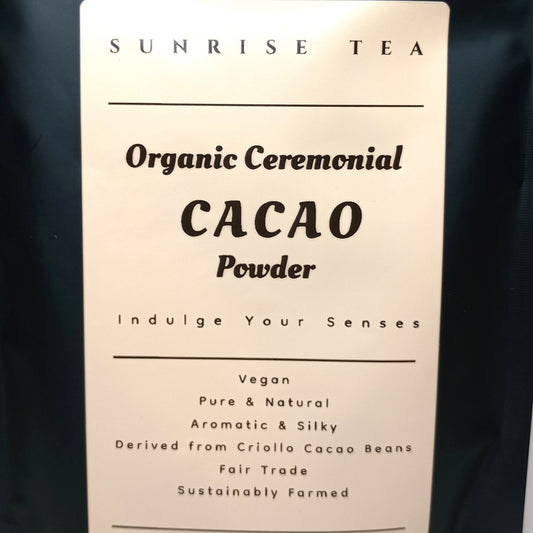 organic ceremonial cacao powder label