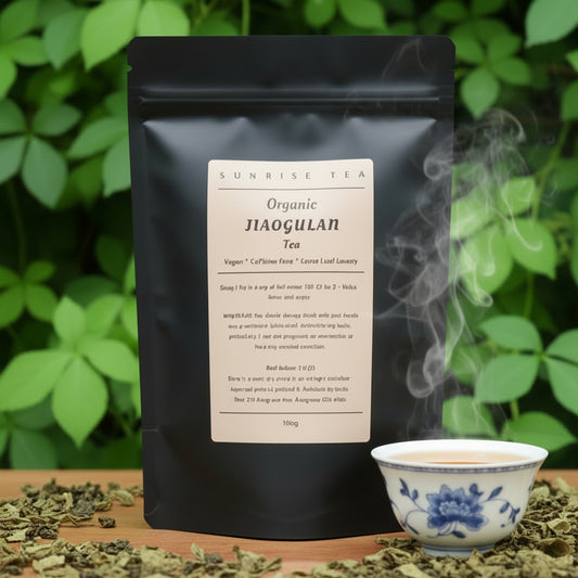 ORGANIC JIAOGULAN TEA PACKAGE BY SUNRISE TEA