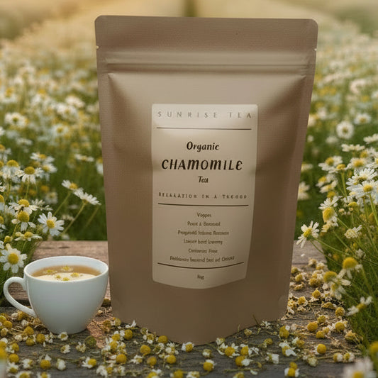 organic chamomile tea in a package