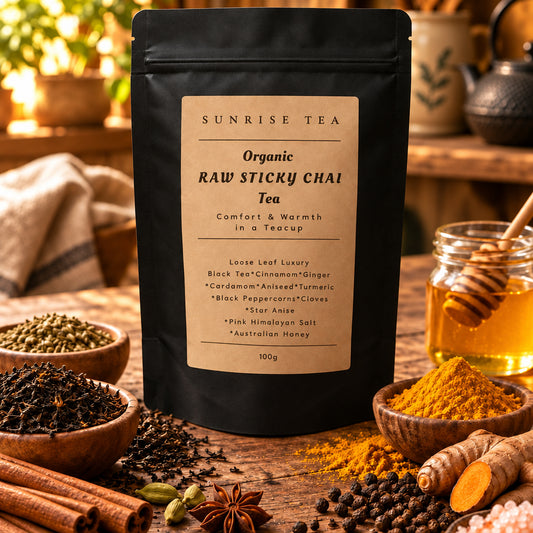 Organic Raw sticky chai tea by Sunrise Tea