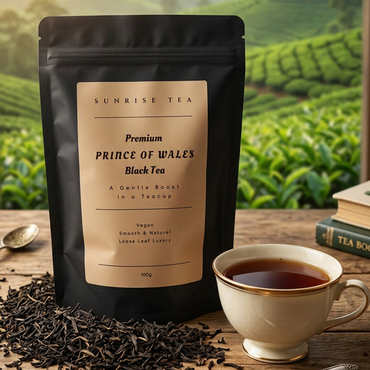 prince of wales black tea package by Sunrise Tea