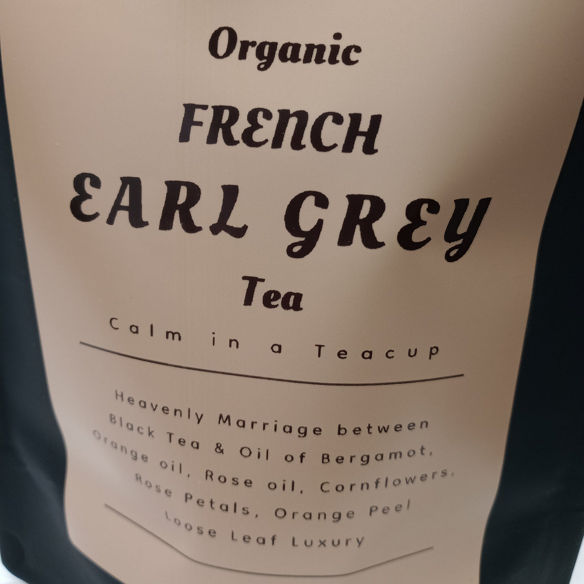ORGANIC FRENCH EARL GREY WITH BERGAMOT, ORANGE AND ORANGE OILS LABEL