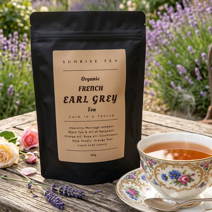 ORGANIC FRENCH EARL GREY WITH ROSE ORANGE AND BERGAMOT OILS