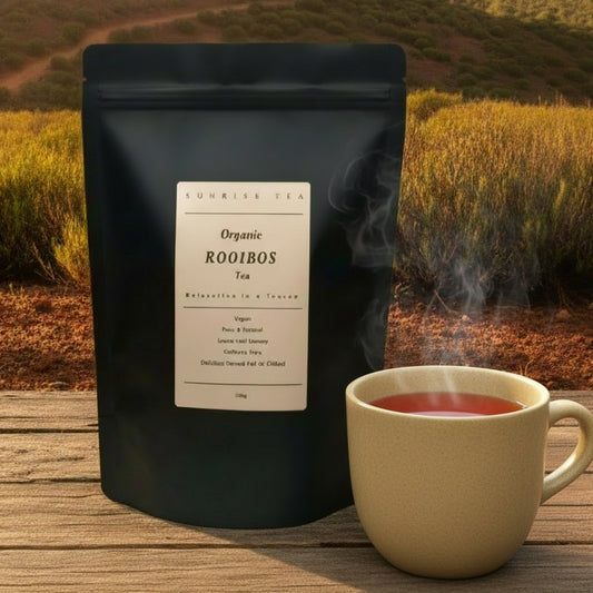 ORGANIC ROOIBOS TEA PACKAGE BY SUNRISE TEA