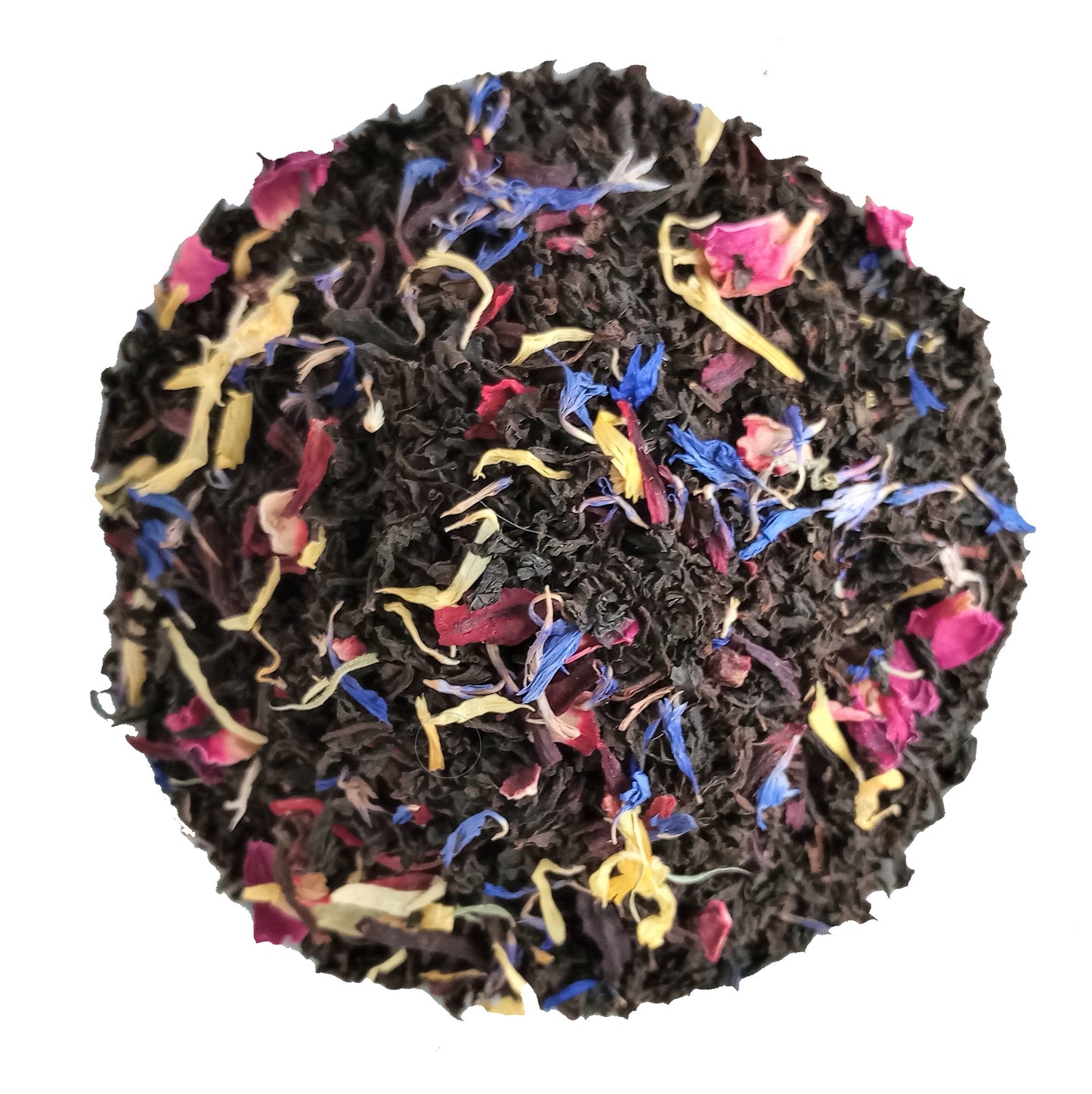 organic French Earl Grey loose leaf tea with black tea, bergamot, calendula, blue cornflowers and rose petals