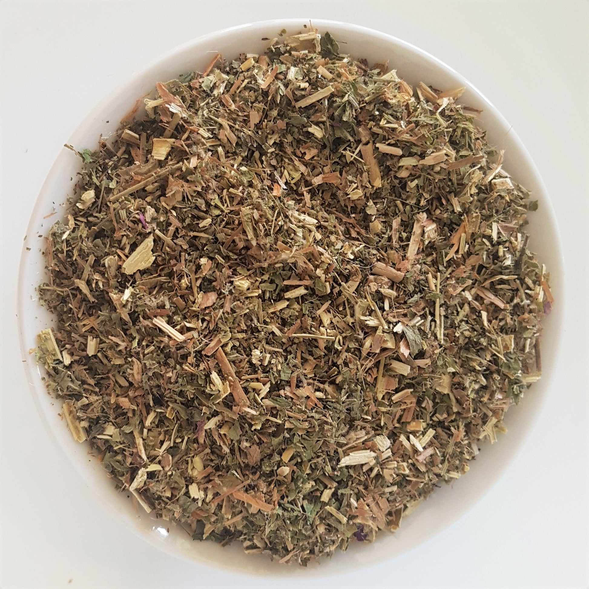 Epilobium tea leaves in a bowl