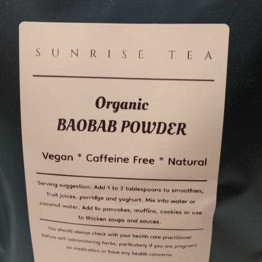 organic baobab powder by sunrise tea