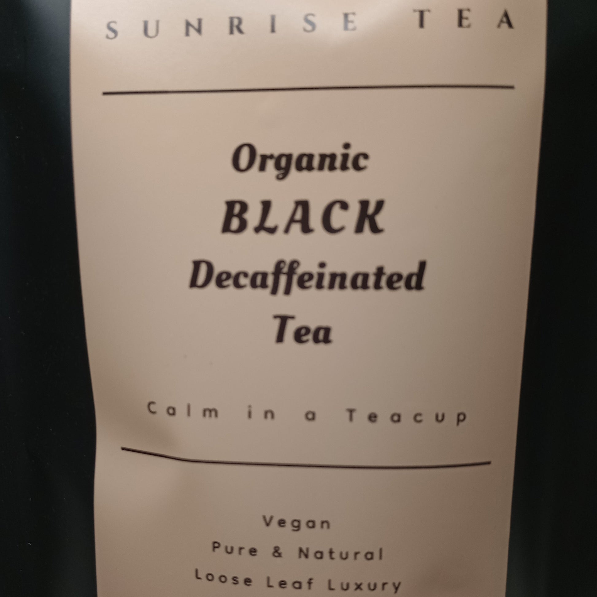 organic black decaf tea label
