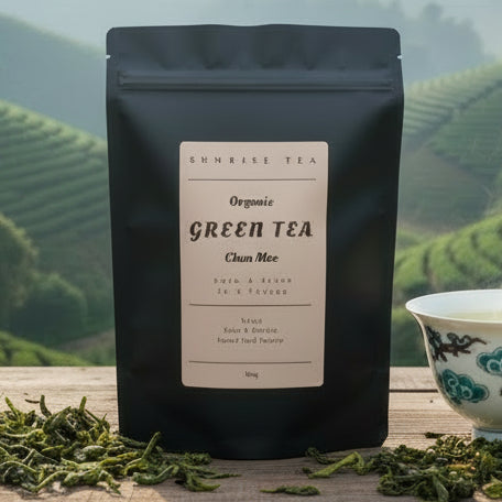 organic chun mee green tea package