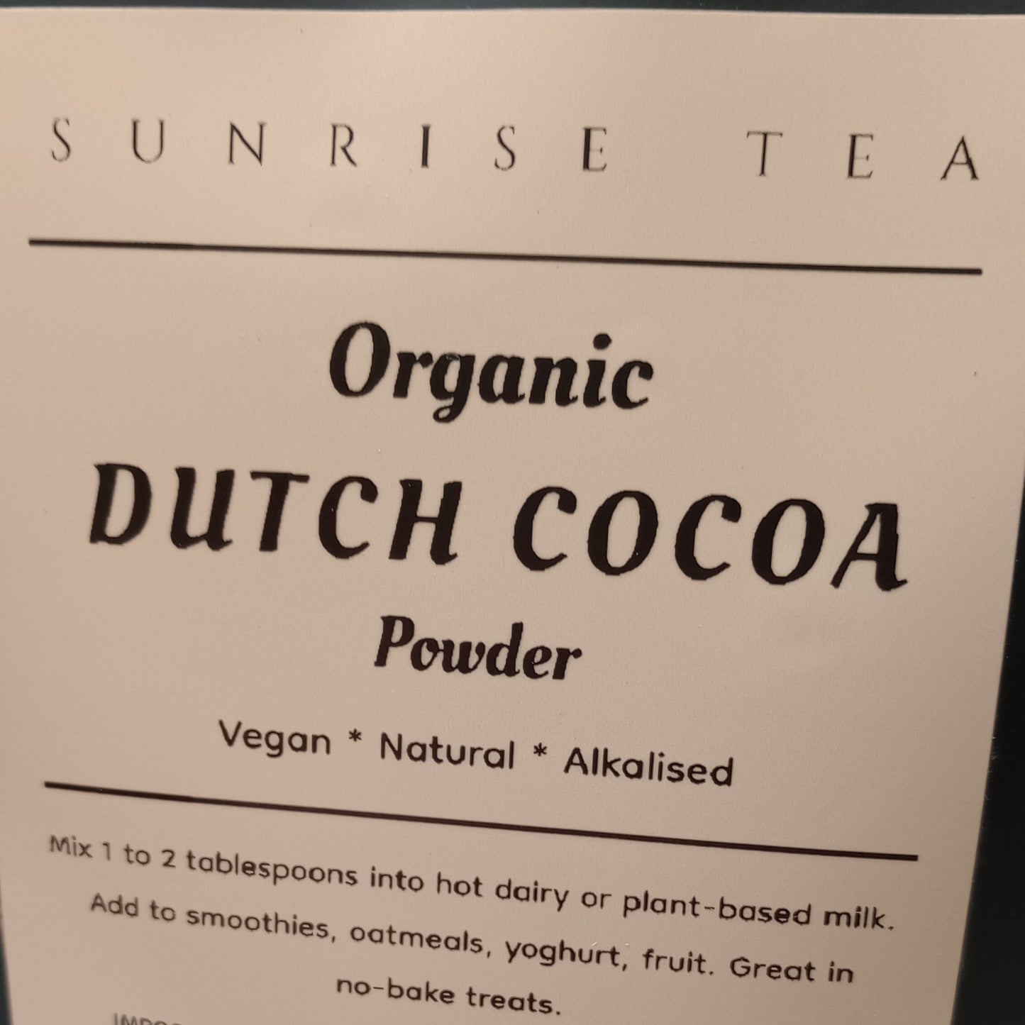 Organic Dutch Cocoa Powder (Alkalised) - NEW!