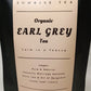 organic earl grey tea label by sunrise tea