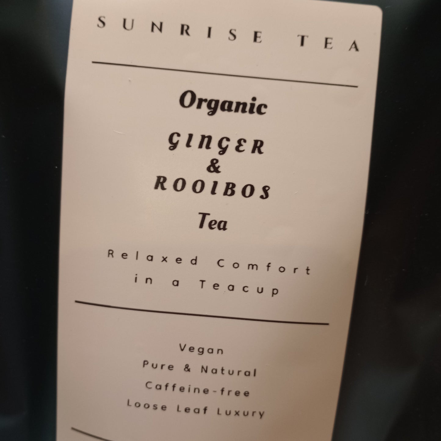 organic ginger and rooibos tea package