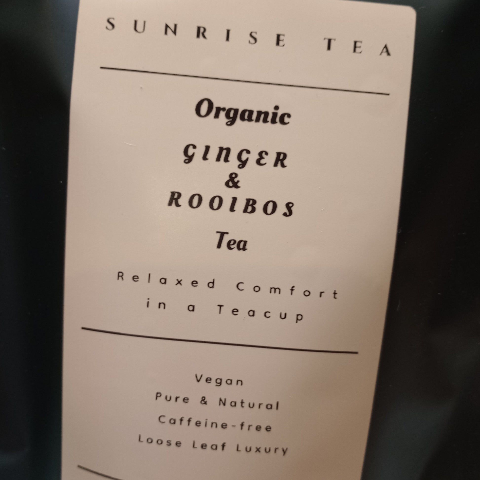 organic ginger and rooibos tea package