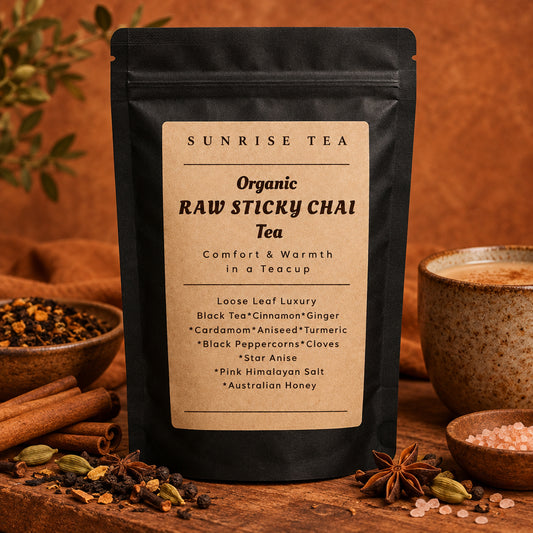 Organic Raw sticky chai tea by Sunrise Tea