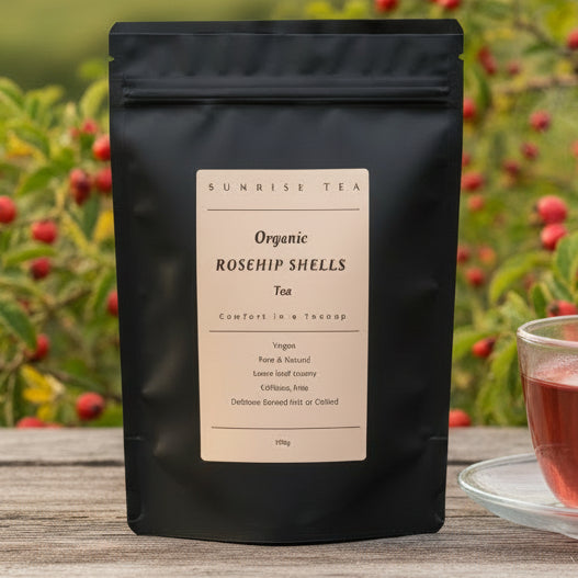 organic rosehip shells tea by sunrise tea