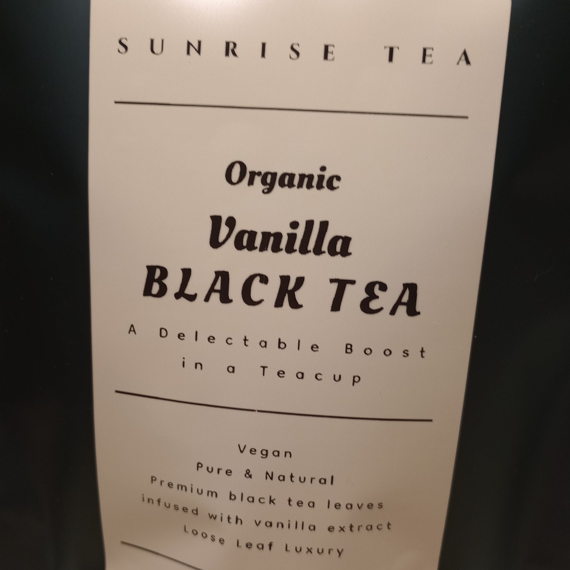 organic vanilla black tea label
