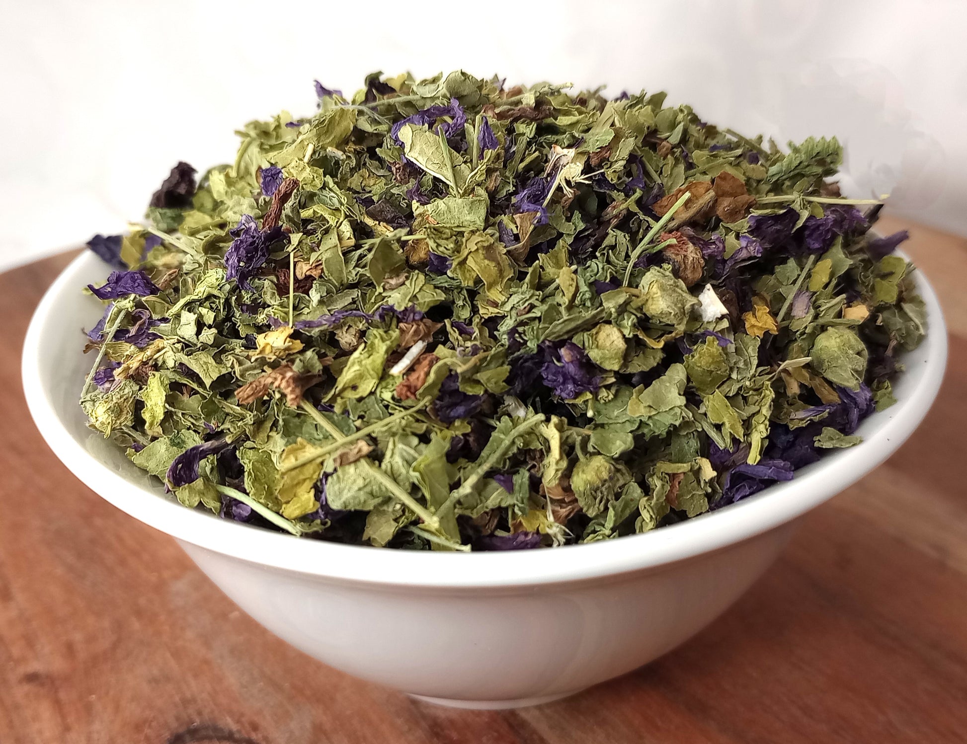 organic blue mallow herb in a bowl