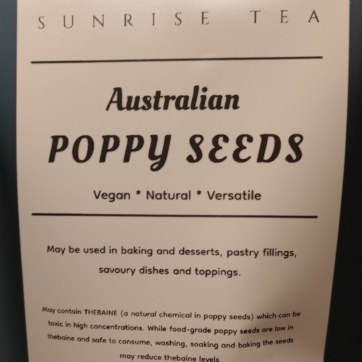 Poppy Seeds 100% Australian Natural Seed