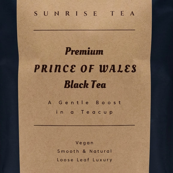prince of wales black tea label by sunrise tea