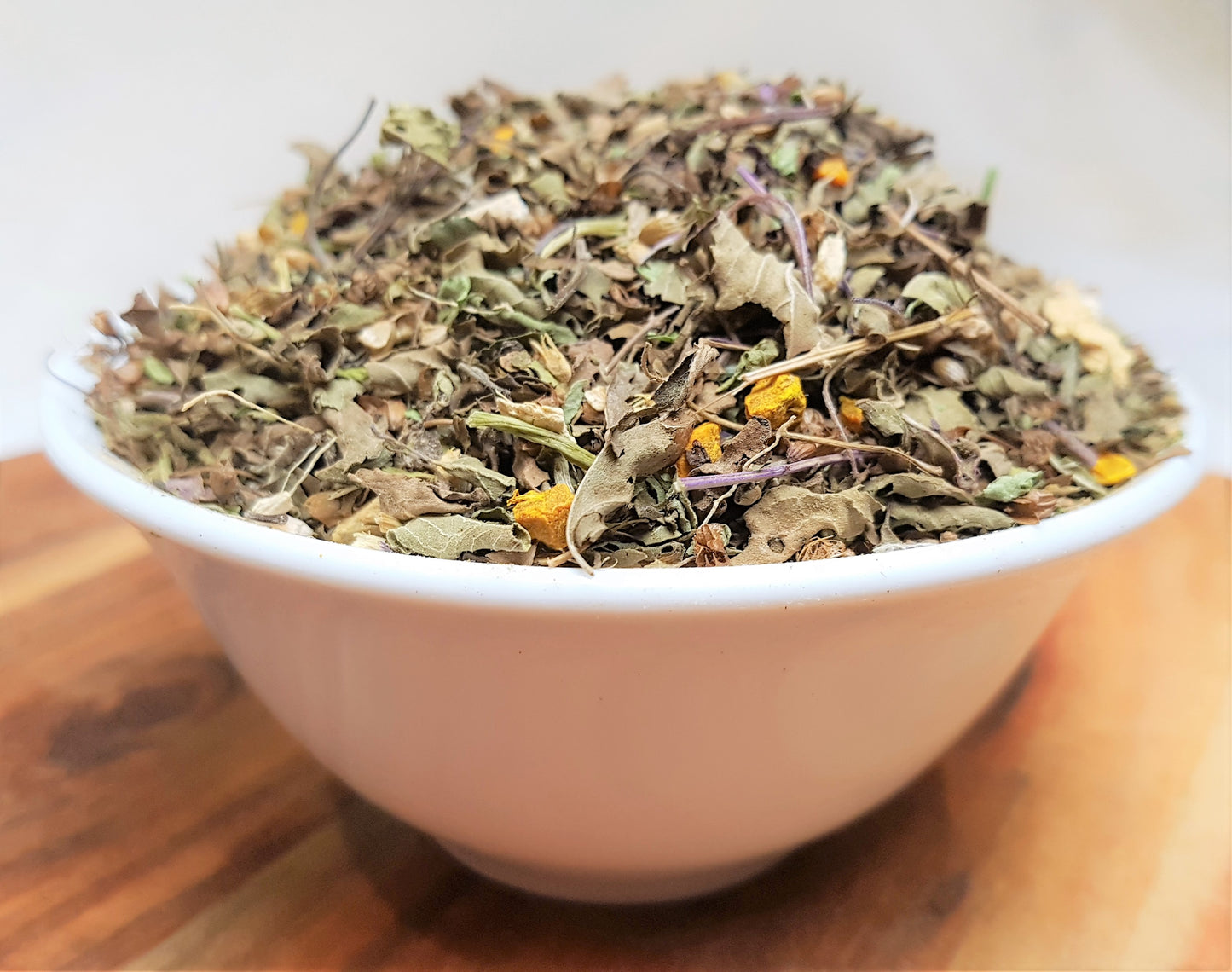 organic cleansing tea blend with tulsi, ginger gotu kola, ashwagandha and turmeric